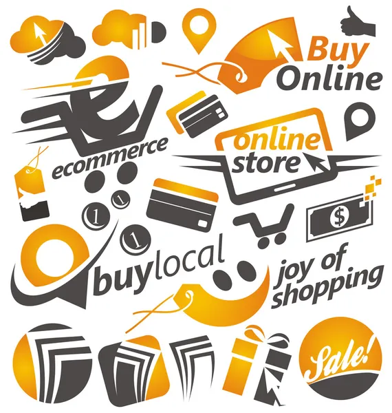 Conjunto de ícones de compras, sinais e símbolos —  Vetores de Stock