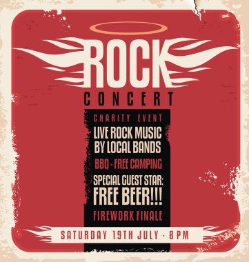 Rock konseri retro poster tasarımı