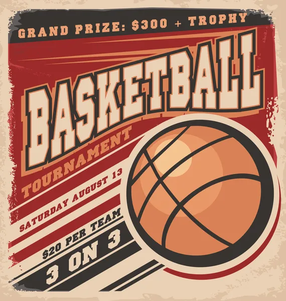 Design poster di basket retrò — Vettoriale Stock