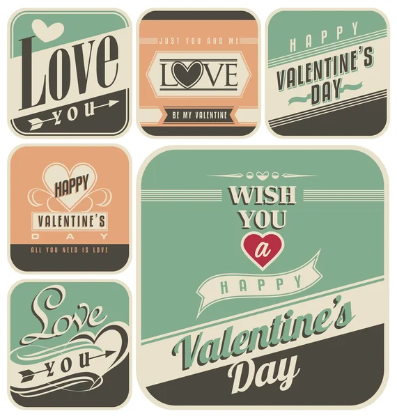 Etiquetas retro para el día de San Valentín — Vector de stock