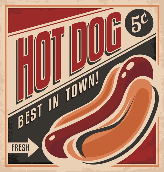 Retro Hot Dog Vektor Plakatdesign. — Stockvektor