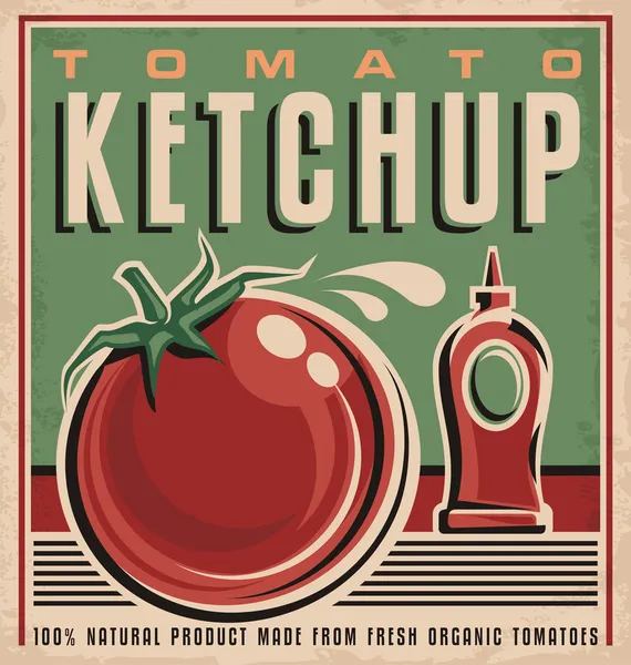 Concetto di design retrò ketchup pomodoro — Vettoriale Stock