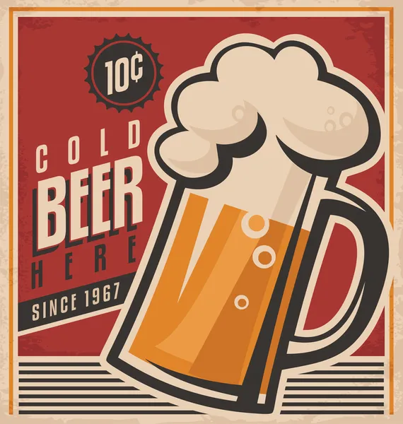 Cartel vectorial cerveza retro — Archivo Imágenes Vectoriales