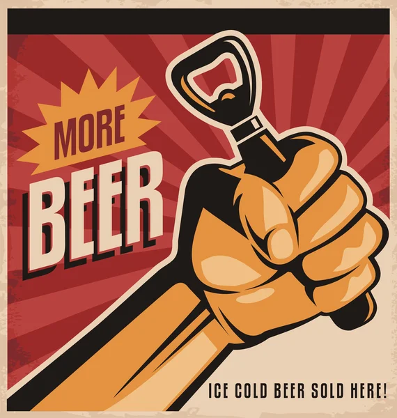 Affiche rétro bière design avec poing de révolution — Image vectorielle