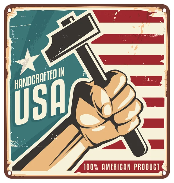 Made In USA vintage tin sign — Stock Vector