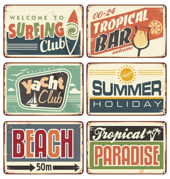 Vacaciones de verano vintage letreros colección Gráficos Vectoriales