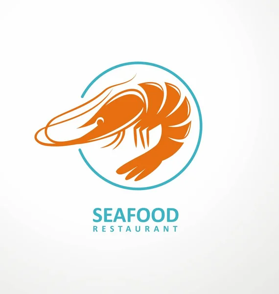 Seafood Conceito Design Logotipo Restaurante Ilustração Gráfica Vetorial Camarão Ícone —  Vetores de Stock