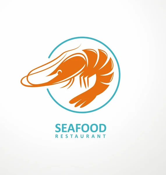 Concepto Diseño Logotipo Restaurante Mariscos Ilustración Gráfica Vectorial Camarones Icono — Archivo Imágenes Vectoriales