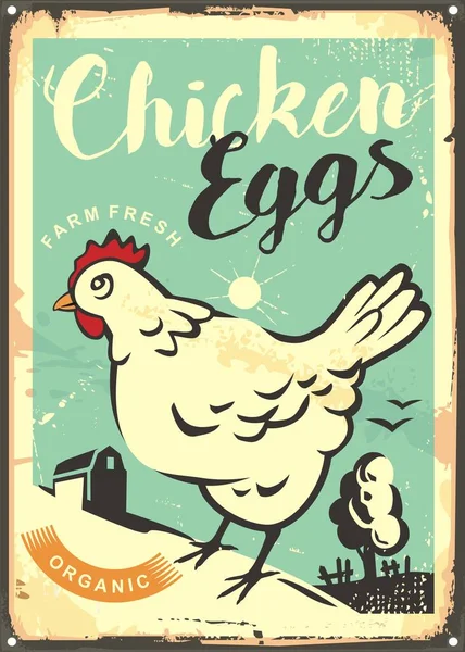 달걀의 디자인은 코믹그리기 계란을 빈티지 포스터 디자인 일러스트 — 스톡 벡터