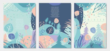 Mevsimlik kış satışları için soyut çiçek özgeçmişi. Sosyal medya tanıtım içeriği. Vektör illüstrasyonları ayarlandı.