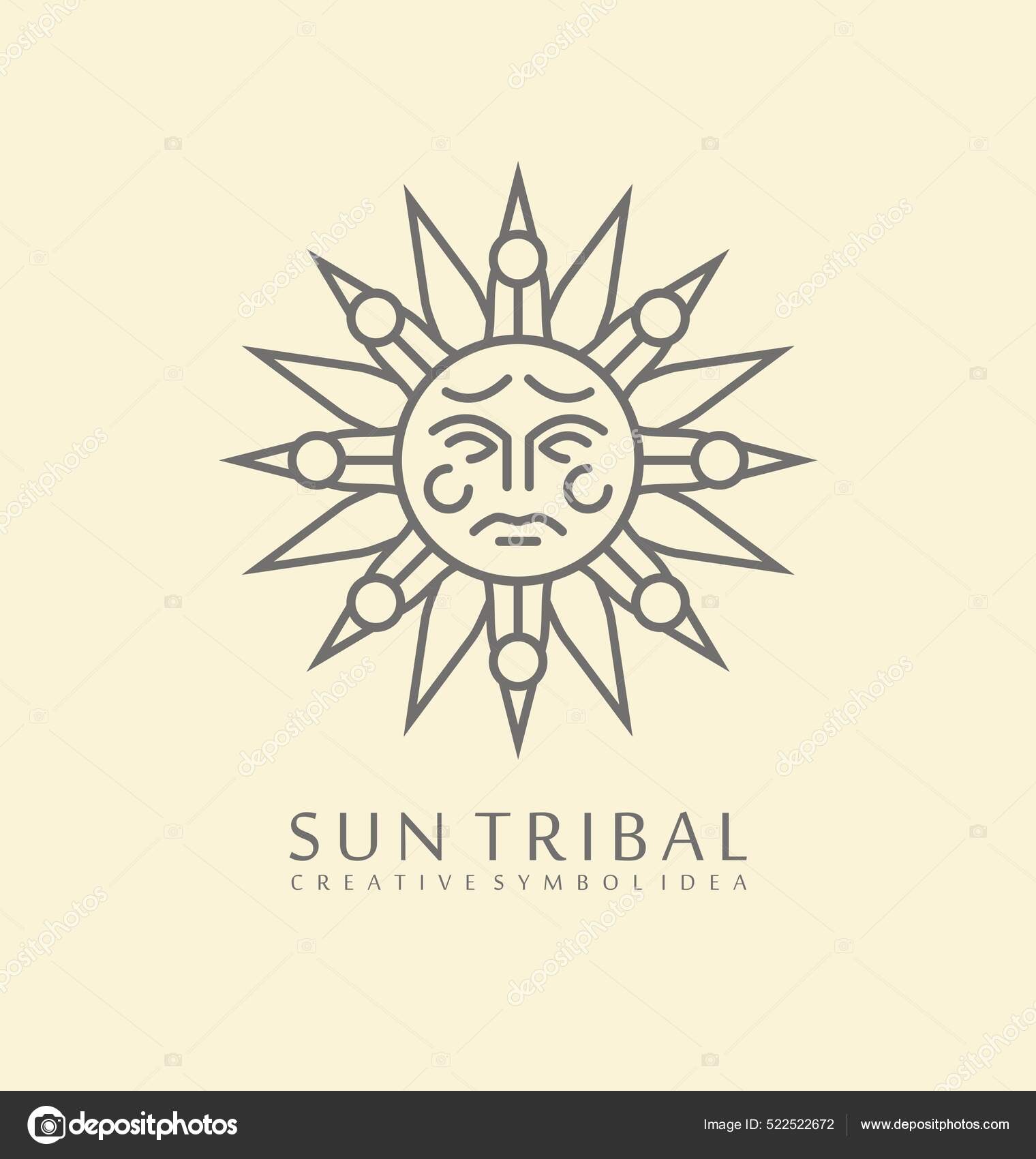 古代炼金术士神秘的太阳符号设计中世纪部落标志的想法线条艺术阳光图标图库矢量图©lukeruk 522522672, image size:1520x1700