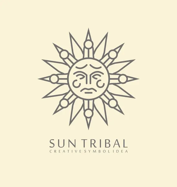 Ancient Alchemist Mystical Sun Symbol Design Medieval Tribal Logo Idea — Stock Vector