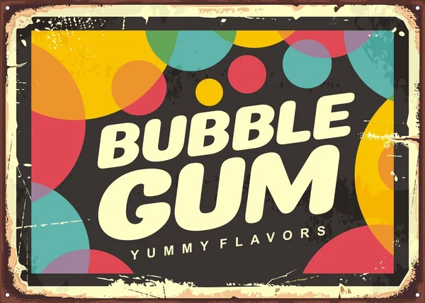 Bubblegum Retro Werbeschild Vintage Blechschild Für Leckere Bonbons Kaugummis Und — Stockvektor