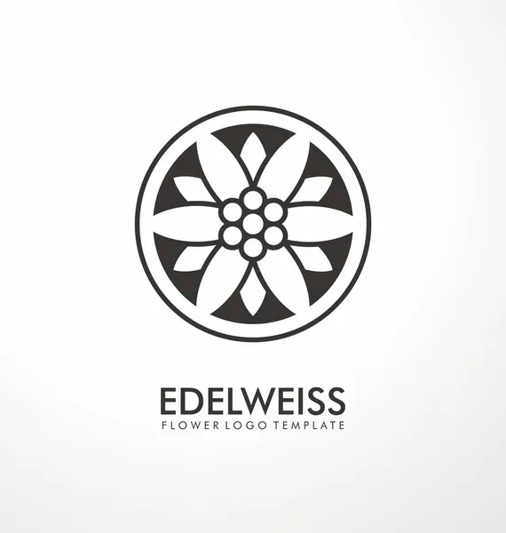 Edelweiss Çiçeği Basit Logo Tasarımı Fikri Minimalist Logo Veya Geometrik — Stok Vektör