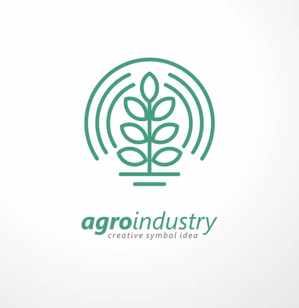 Concetto Creativo Design Del Logo Dell Industria Agricola Con Pianta — Vettoriale Stock