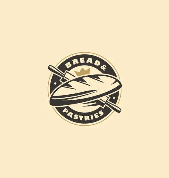 Концепция Векторного Дизайна Логотипа Пекарни Хлеб Выпечка Ретро Печать Эмблема — стоковый вектор