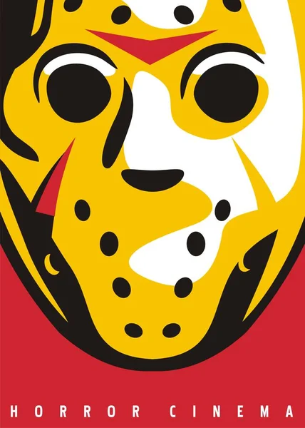Stilize Korku Maskesi Grafiği Korku Filmleri Film Festivali Posteri Hokey — Stok Vektör