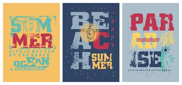 Camisetas Verano Imprime Diseño Para Colección Ropa Vida Mejor Playa — Archivo Imágenes Vectoriales