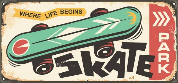 Skate Park Skylt Design Mall Skateboard Retro Reklam Sport Och — Stock vektor