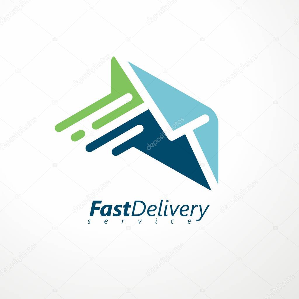 Logo design concept for fast delivery service. Home delivery business symbol with envelope shape and line art motion trails. Vector icon.