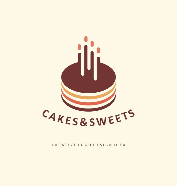 誕生日や結婚式のケーキ最小限のロゴデザインアイデア パン屋さんのシンプルな食品シンボル スイーツとデザートのベクトルアイコン — ストックベクタ