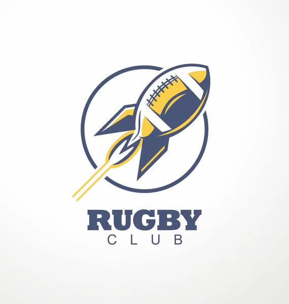 Rugby Ideia Design Logotipo Clube Futebol Americano Com Bola Foguete — Vetor de Stock