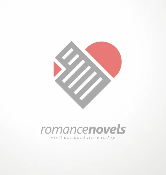 Romanzi Romanzi Storie Amore Concetto Design Del Logo Minimale Libreria — Vettoriale Stock