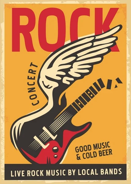 Művészi Plakát Rock Koncertre Rock Zene Retro Szórólap Sablon Elektromos — Stock Vector
