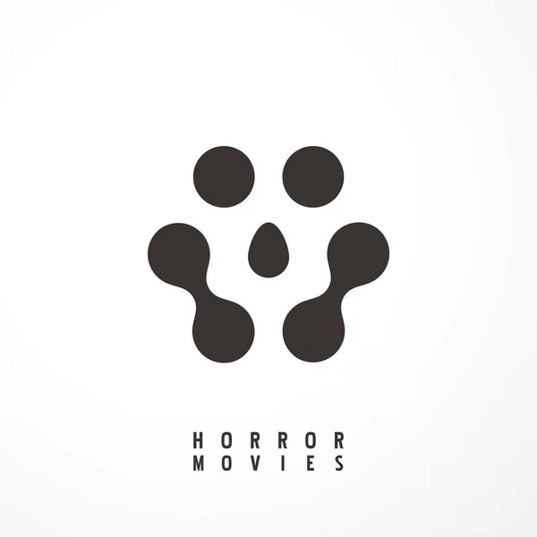 Horror Film Logo Design Concept Con Teschio Spazio Negativo Forma — Vettoriale Stock