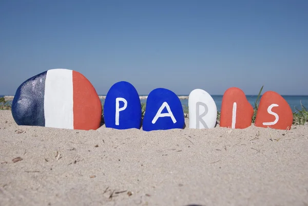 Suvenýr z Paříže s vlajkou Francie — Stock fotografie