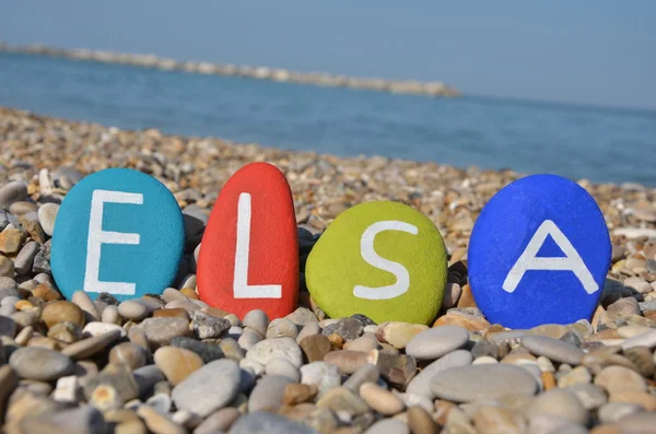 Elsa, female name on colourful stones — Stock Photo, Image