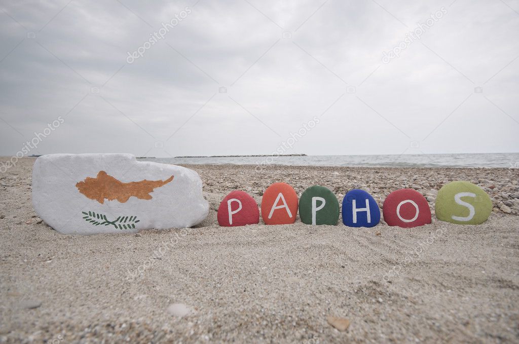 Paphos, Cyprus, souvenir on colourful stones