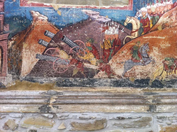 Batalla de Constantinopla, fresco, monasterio de Moldovita —  Fotos de Stock