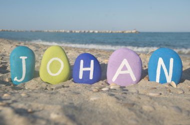 Johan, male name on colourful stones clipart