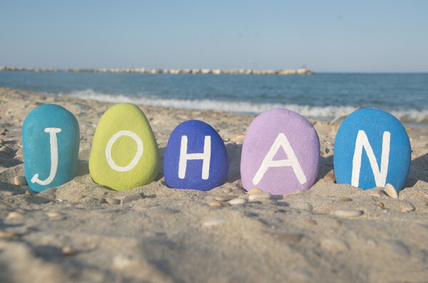 Johan, male name on colourful stones