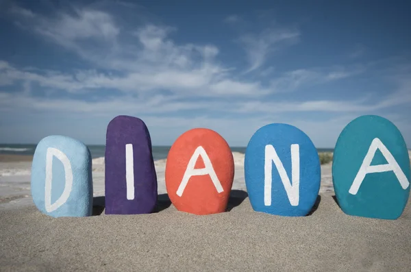 Diana, female name on colourful stones — Stock Photo, Image