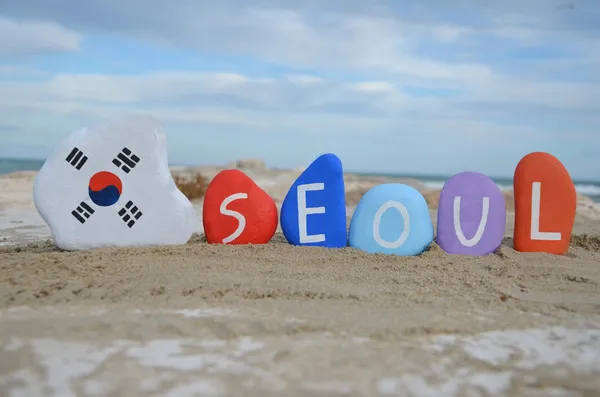 Seoul, souvenir on colourful stones — Stock Photo, Image