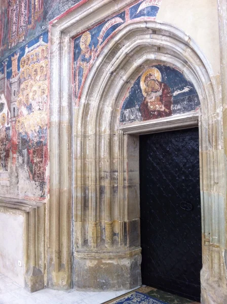 Monasterio de Moldovita, iglesia ortodoxa rumana y los maravillosos frescos exteriores, UNESCO heritagev —  Fotos de Stock