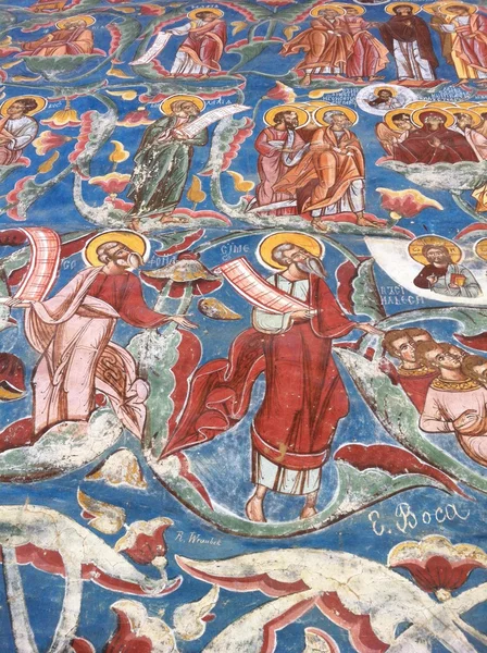 Moldovita klooster, Roemeens-orthodoxe kerk en de prachtige fresco buitenkant's, unesco heritagev — Stockfoto