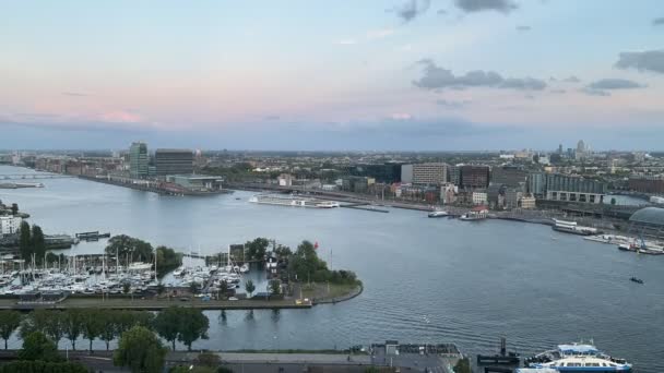 Summer Evening Timelapse Amsterdam Harbor Royaltyfri Stockfilm