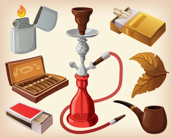 Комплект традиционных приборов для курения — стоковый вектор