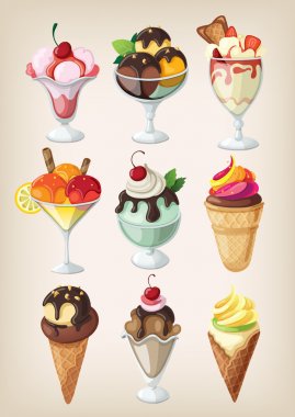 renkli lezzetli izole dondurma seti