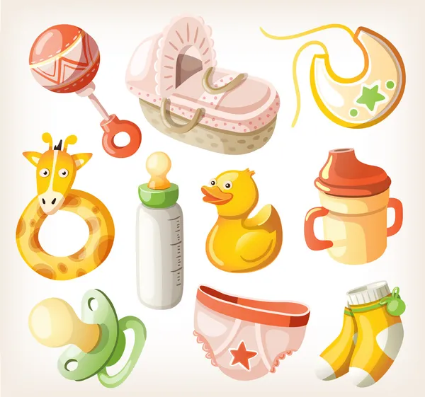 Set von Designelementen für die Babydusche. Vektorillustration. — Stockvektor