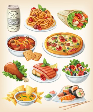 Set of traditional food icons. clipart