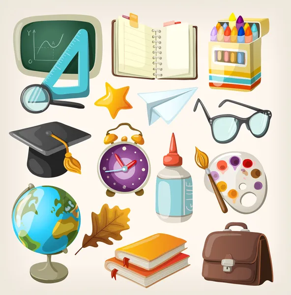 Set of school items. Back to school — Stock Vector