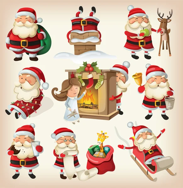 Set di Babbo Natale pronto per Natale Illustrazioni Stock Royalty Free