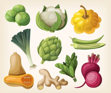Set of exotic vegetables clipart