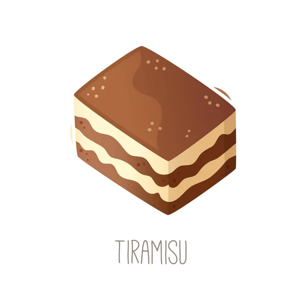 收集所有字母的蛋糕 馅饼和甜点 字母T Tiramisu 咖啡味意大利甜点 夹杂着饼干和睫毛膏 孤立的矢量说明 — 图库矢量图片