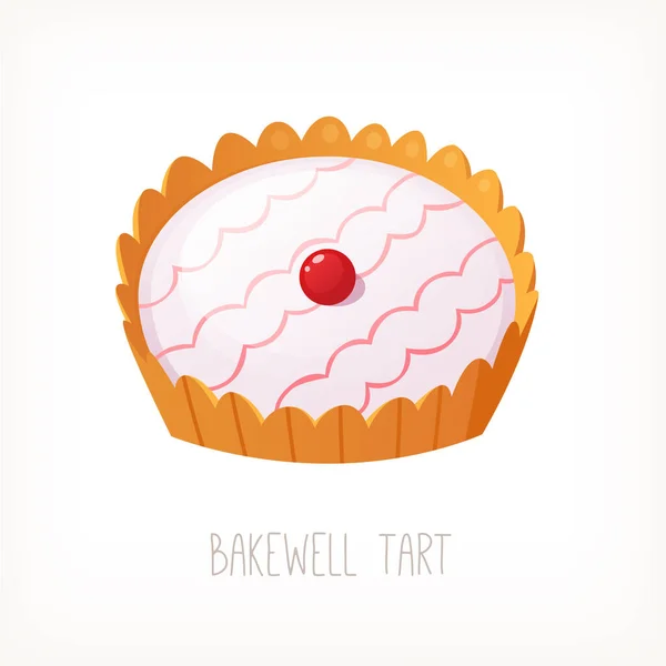 Bakewell Tart Traditional Delicious English Dessert Plain Dough Raspberry Jam — 图库矢量图片