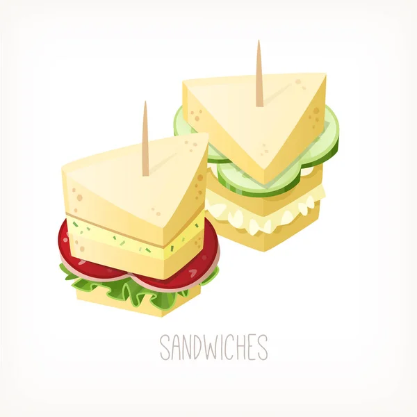 Classic Triangle Cucumber Club Sandwiches Served Picnic Party Five Clock — ストックベクタ